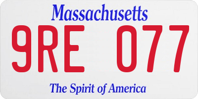 MA license plate 9RE077
