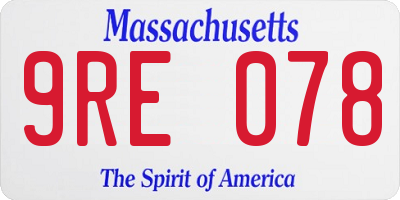 MA license plate 9RE078