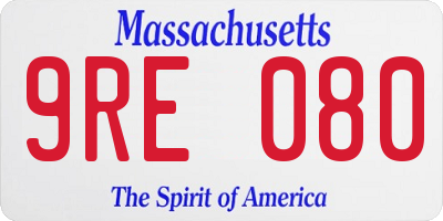 MA license plate 9RE080