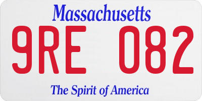 MA license plate 9RE082