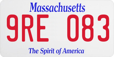 MA license plate 9RE083