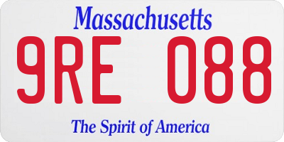 MA license plate 9RE088