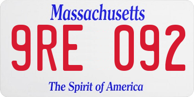 MA license plate 9RE092