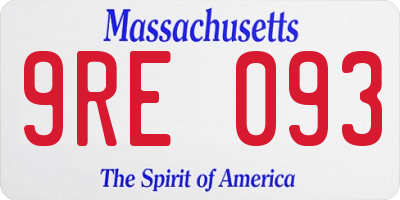 MA license plate 9RE093