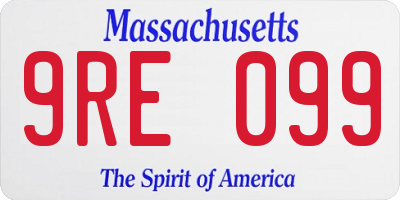 MA license plate 9RE099