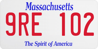 MA license plate 9RE102