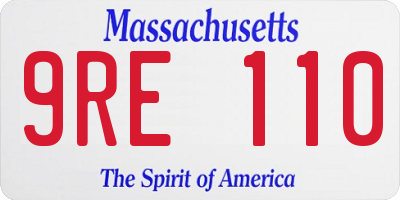 MA license plate 9RE110