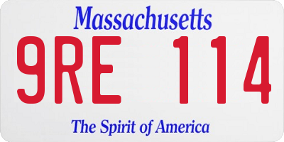 MA license plate 9RE114