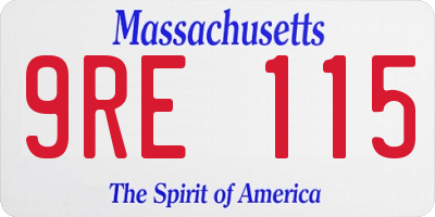 MA license plate 9RE115