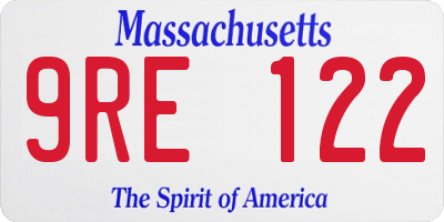 MA license plate 9RE122