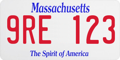 MA license plate 9RE123