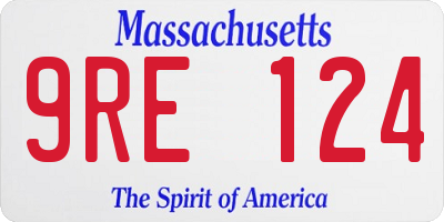 MA license plate 9RE124