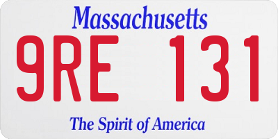 MA license plate 9RE131