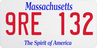 MA license plate 9RE132