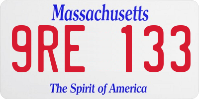 MA license plate 9RE133