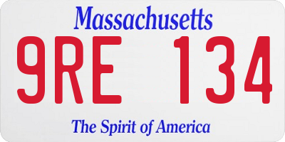 MA license plate 9RE134