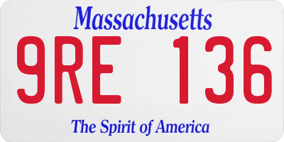 MA license plate 9RE136
