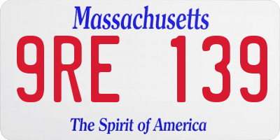 MA license plate 9RE139