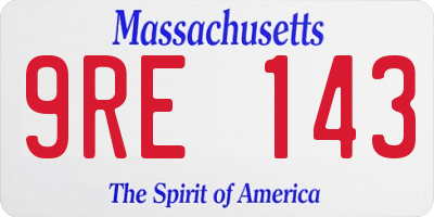 MA license plate 9RE143