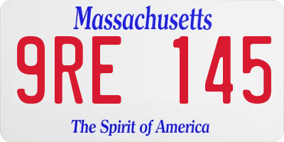 MA license plate 9RE145