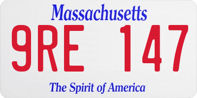 MA license plate 9RE147