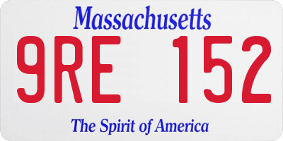 MA license plate 9RE152