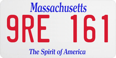 MA license plate 9RE161