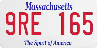 MA license plate 9RE165