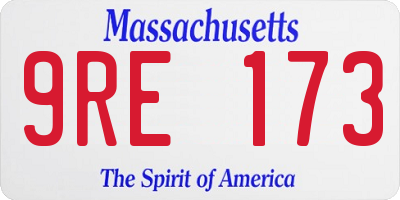 MA license plate 9RE173