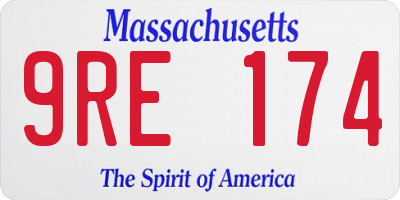 MA license plate 9RE174