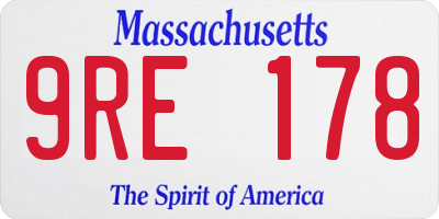 MA license plate 9RE178
