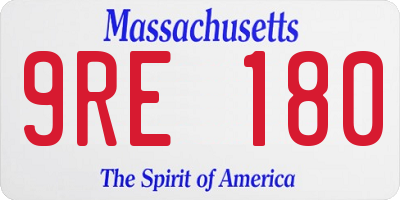 MA license plate 9RE180