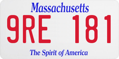 MA license plate 9RE181