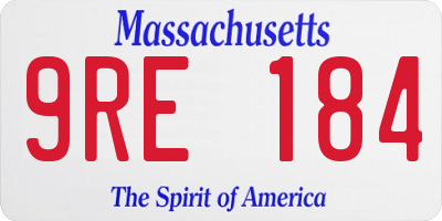 MA license plate 9RE184