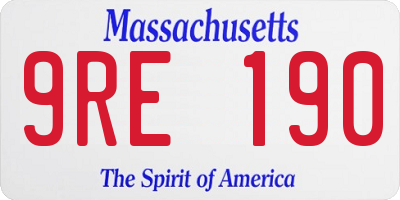 MA license plate 9RE190