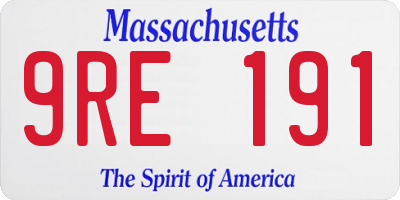 MA license plate 9RE191