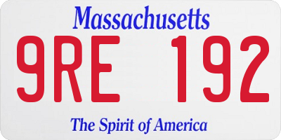 MA license plate 9RE192