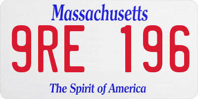 MA license plate 9RE196