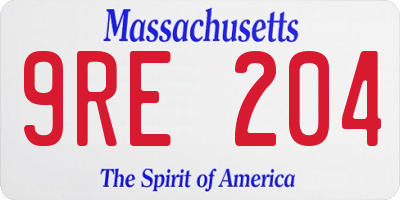 MA license plate 9RE204