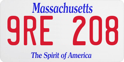 MA license plate 9RE208