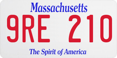 MA license plate 9RE210