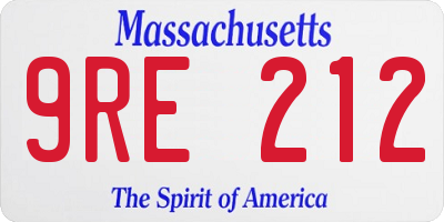 MA license plate 9RE212