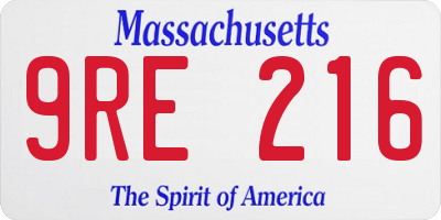 MA license plate 9RE216