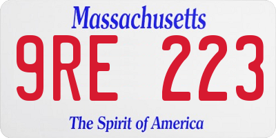 MA license plate 9RE223