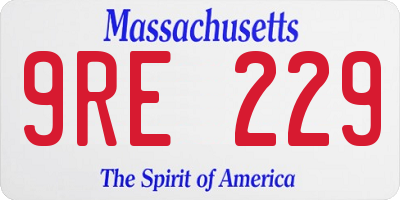 MA license plate 9RE229