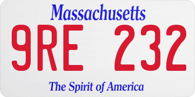 MA license plate 9RE232