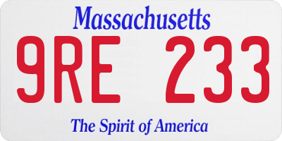 MA license plate 9RE233