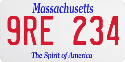 MA license plate 9RE234