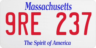 MA license plate 9RE237