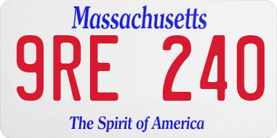 MA license plate 9RE240